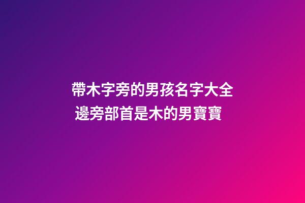 帶木字旁的男孩名字大全 邊旁部首是木的男寶寶